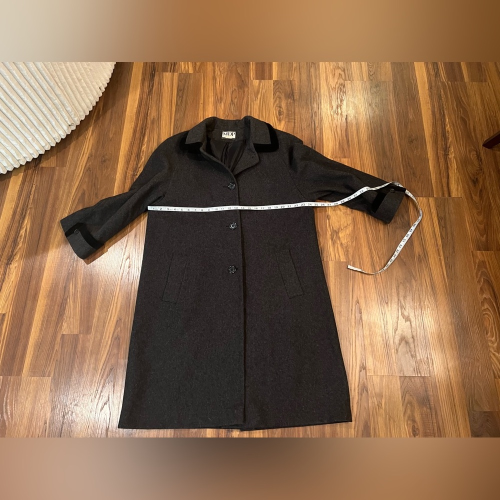 Mario De Pinto Wool Coat Black with Black Velvet Trim Vintage Floor Length